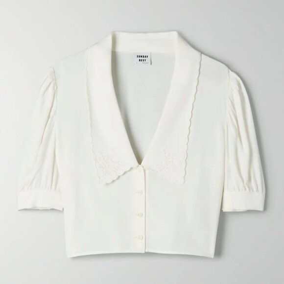 Aritzia Sunday Best White Solitaire Crop Top Blouse Size XS - Picture 1 of 3